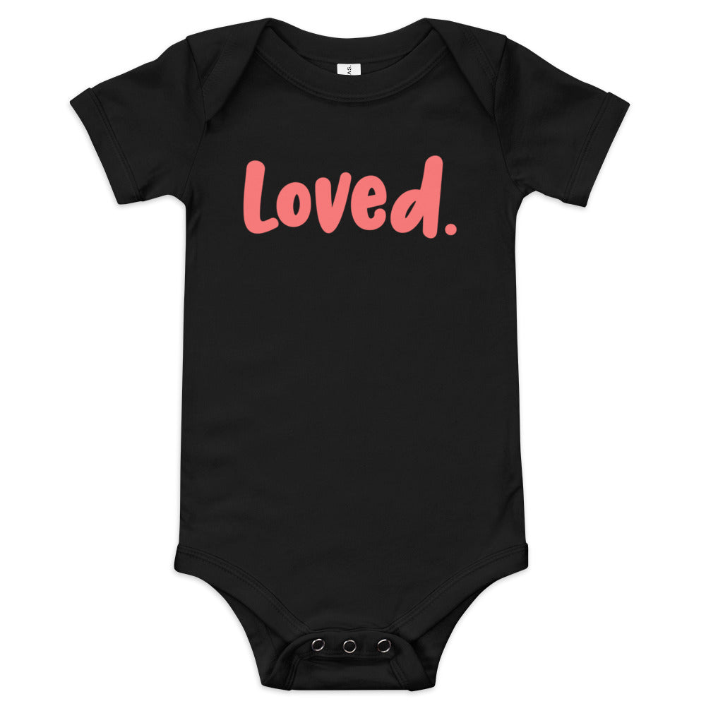 "Loved." Baby Short Sleeve One Piece