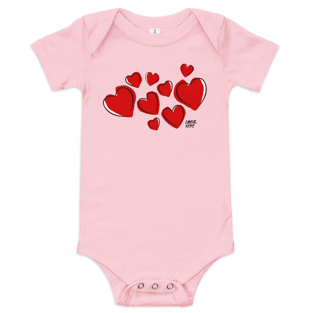 "Hearts" Baby Short Sleeve One Piece