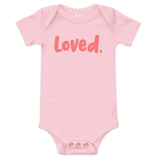 "Loved." Baby Short Sleeve One Piece