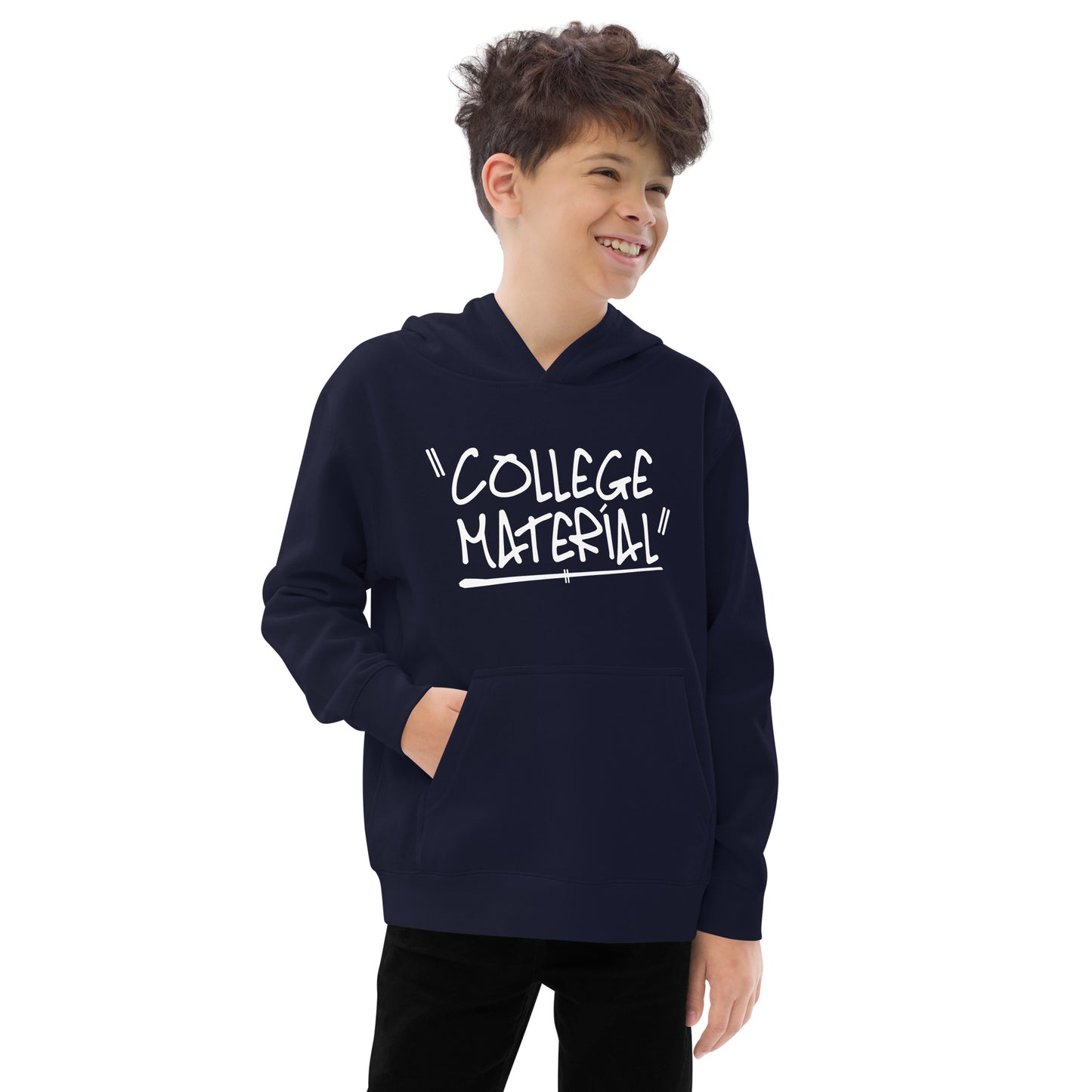 "College Material" Kids Fleece Hoodie