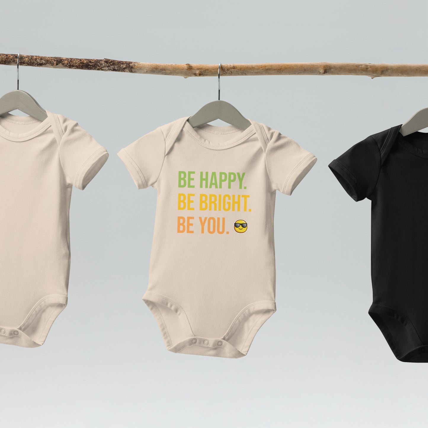 "Be Happy" Organic Cotton Baby Bodysuit