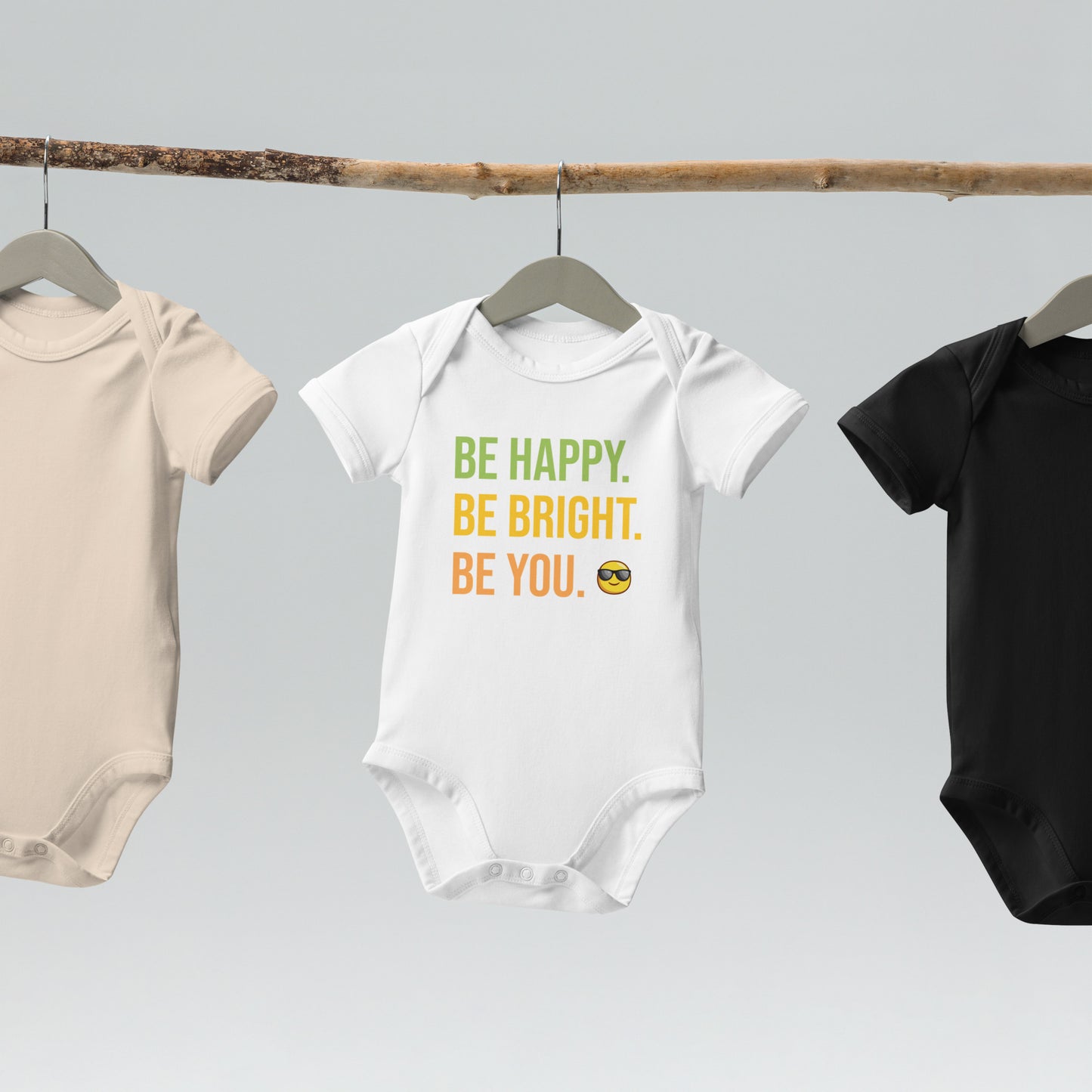 "Be Happy" Organic Cotton Baby Bodysuit