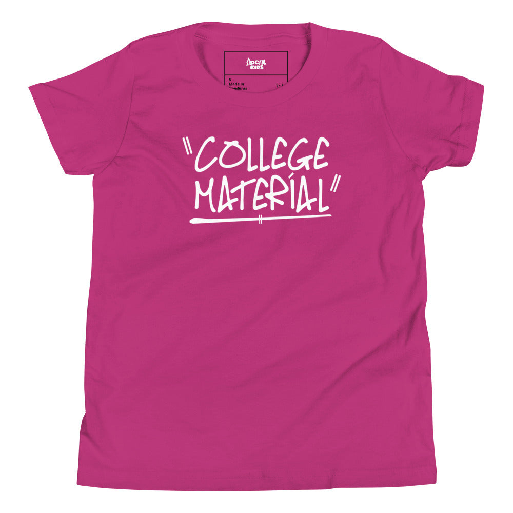 "College Material" Kids Short Sleeve T-Shirt