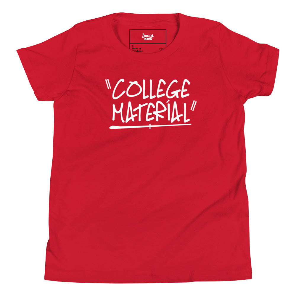 "College Material" Kids Short Sleeve T-Shirt